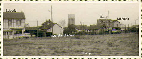 Partie de la rue Albert Lacour au bord du champ (au fond le nouveau château d'eau abattu en 2006).