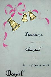 Menu de mon bapt&ecirc;me.